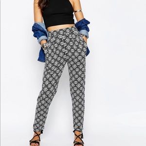 ASOS Jersey Peg Trousers in Mono Tile Print